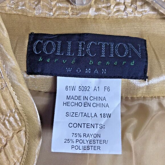 Collection Harv'e Benard Woman's Shiny Gold  Crinkle Crape Style Jacket Size 18W - Picture 6 of 7